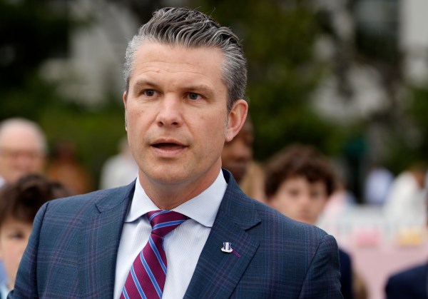 WASHINGTON, DC - APRIL 21: U.S. Secretary of Defense Pete Hegseth speaks to reporters during the White House Easter Egg Roll on the South Lawn of the White House on April 21, 2025 in Washington, DC. The White House said they are expecting thousands of children and adults to participate in the annual tradition of rolling colored eggs down the White House lawn, which was started by President Rutherford B. Hayes in 1878. (Photo by Chip Somodevilla/Getty Images)