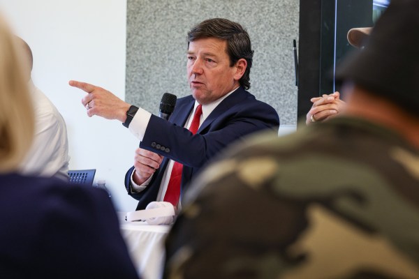 Acting United States Attorney for the District of Columbia Edward Martin speaks during an Anacostia Coordinating Council monthly meeting at Martha's Table in Washington, D.C., on March 25, 2025.