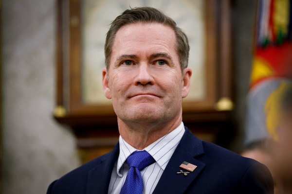 Then-National Security Adviser Michael Waltz attends a meeting between U.S. President Donald Trump and Israeli Prime Minister Benjamin Netanyahu in the Oval Office of the White House on April 7, 2025, in Washington, D.C.(Photo by Kevin Dietsch/Getty Images)