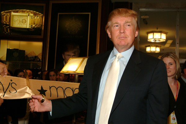 Donald Trump launches his new signature watch collection at Macy's Herald Square in New York on June 13, 2005 (Photo by Desiree Navarro/FilmMagic)