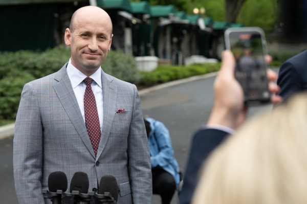 White House Deputy Chief of Staff Stephen Miller speaks with the media outside the White House on May 9, 2025. (Photo by SAUL LOEB/AFP via Getty Images)