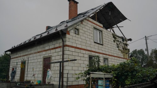 A house in Wyryki, Poland destroyed by debris from Russian drones. (Photo by  Joseph Roche)