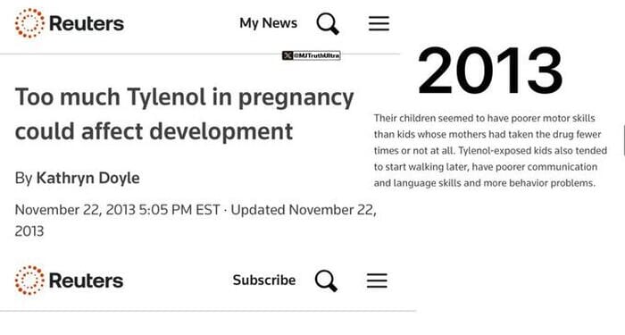 MSM 'Forgets' They've Been Warning About Tylenol And Pregnancy For Over A Decade