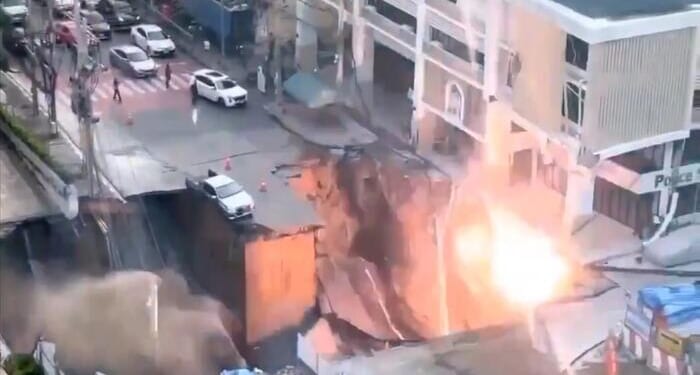 Watch: Bangkok Street Implodes in Jaw-Dropping Sinkhole