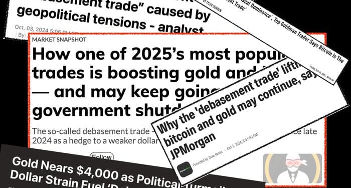 The Debasement 'Trade': "Blue Horseshoe Loves Gold & Bitcoin"