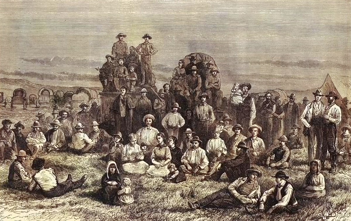 A Latter-day Saints encampment in the desert. (Sepia Times/Universal Images Group via Getty Images)