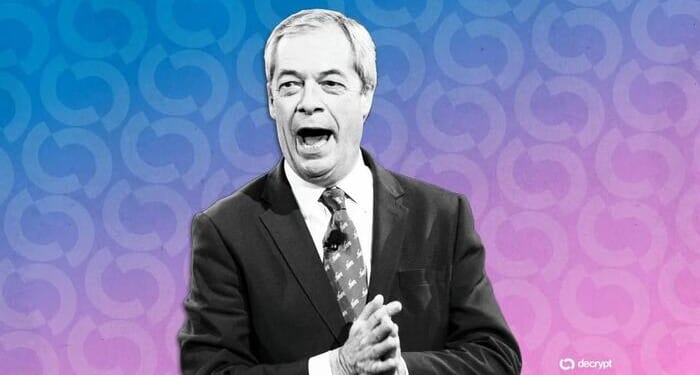 'I Am Your Champion': Nigel Farage Makes Case For UK Crypto Reform