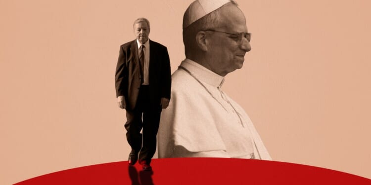 A man walking next to a man in a suit