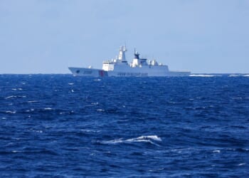 A white ship in the ocean