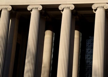 A group of pillars on a building