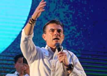 A man holding a microphone