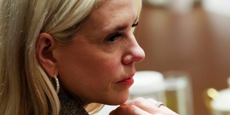 A woman with blonde hair