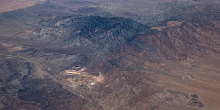 An aerial view of a mountain range