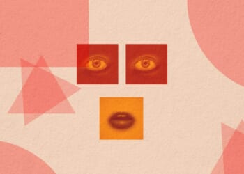 A close up of eyes and lips