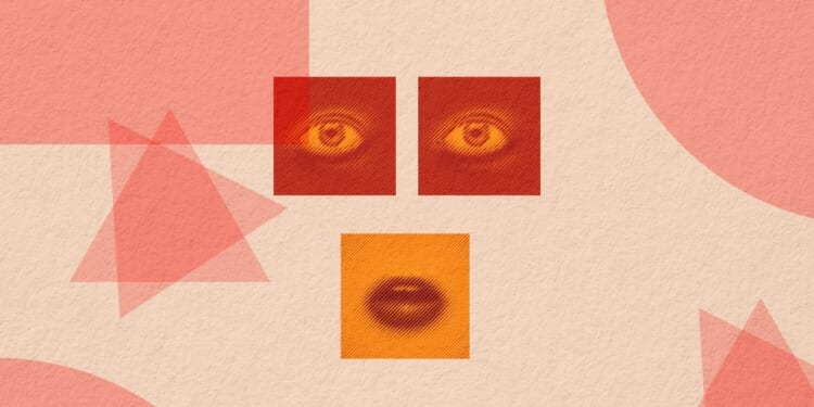 A close up of eyes and lips