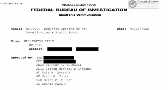 Artic Frost And Financial "Crimes"