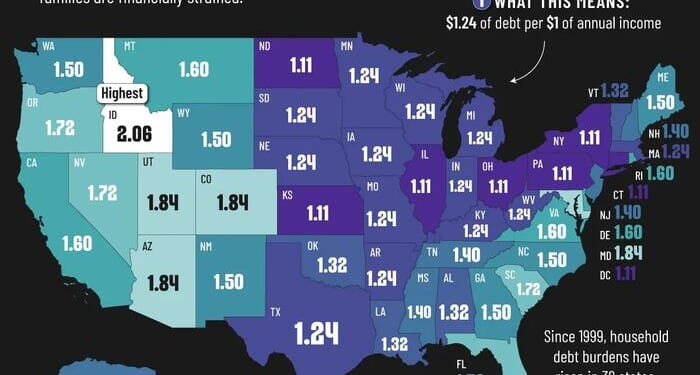 Where US Families Are Most Strained By Debt