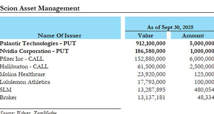 80% Of Michael Burry's 13F Is Palantir And Nvidia Puts