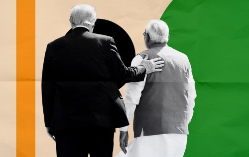 Two men walking towards each other