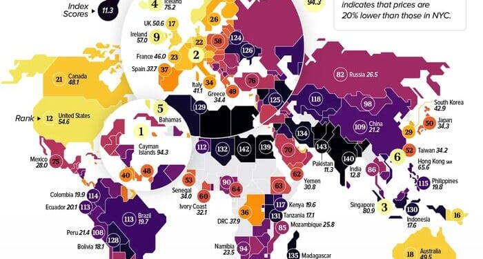 Visualizing How The Cost Of Living Differs Around The World
