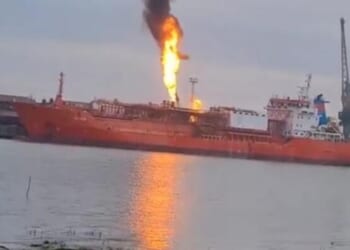 Turkish LPG Tanker Ablaze After Russian Drone Strike On Ukrainian Port