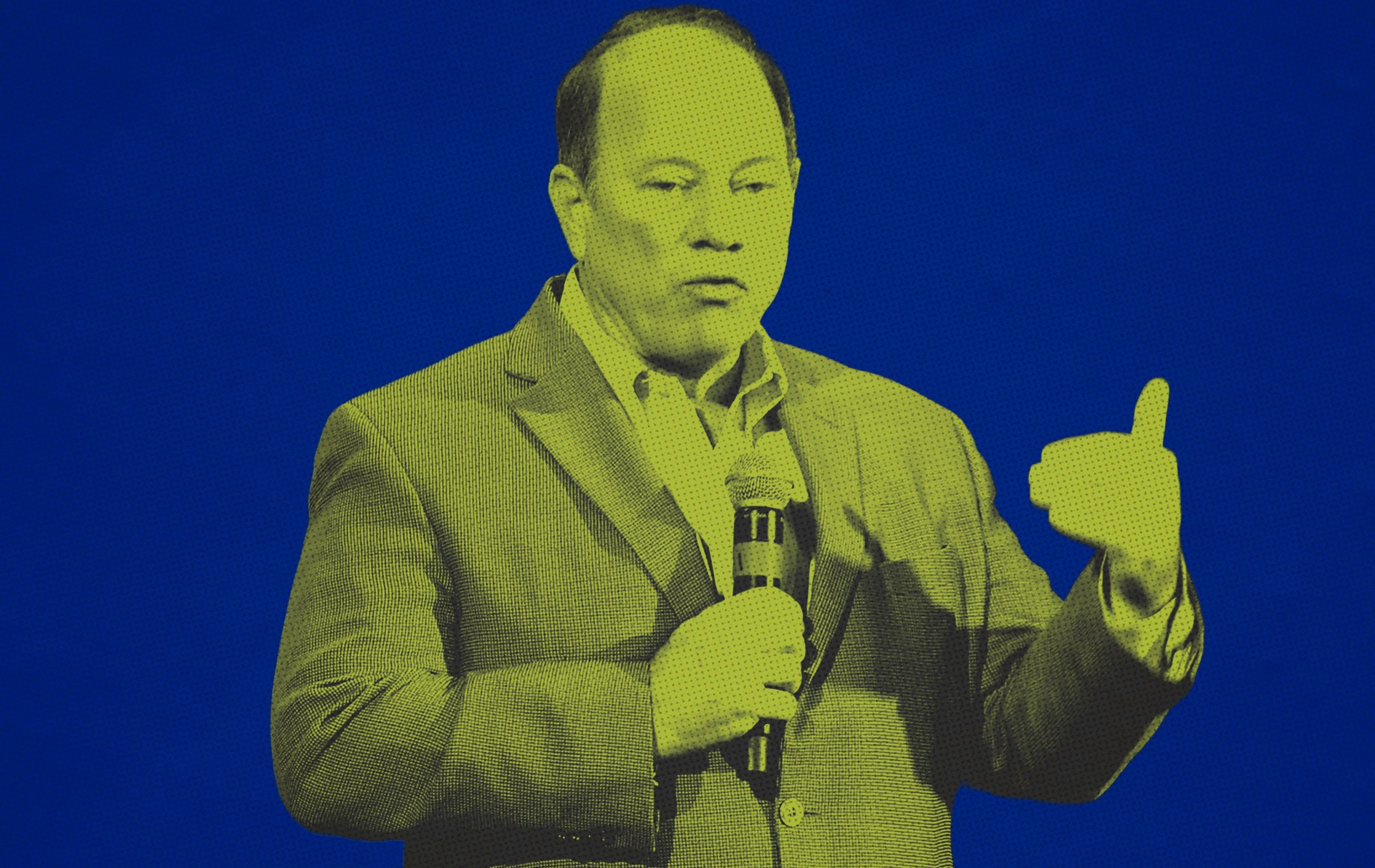 A man holding a microphone