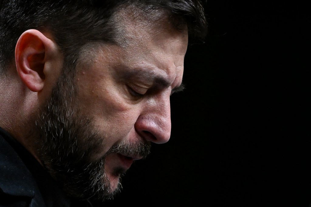 Ukraine’s President Volodymyr Zelensky attends a joint press conference with Turkey’s President following their meeting at the Presidential Complex in Ankara on November 19, 2025. (Photo by Ozan KOSE / AFP) (Photo by OZAN KOSE/AFP via Getty Images)