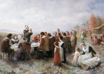The First Thanksgiving by Jennie Augusta Brownscombe