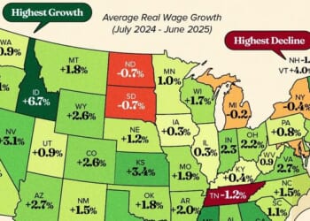 Idaho & Mississippi Saw The Largest Real Wage Growth, New Hampshire The Biggest Decline