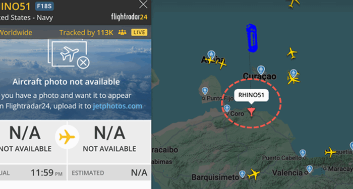 Flight Tracking Data Appears To Show US Fighter Jet Over Venezuelan Airspace
