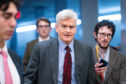 Sen. Bill Cassidy, R-La., speaks to reporters as he arrives in the U.S. Capitol for a vote on Wednesday, December 3, 2025. (Bill Clark/CQ-Roll Call, Inc via Getty Images)