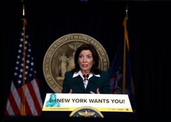 New York Governor Hochul Holds Roundtable With Federal Workers Impacted By DOGE Layoffs