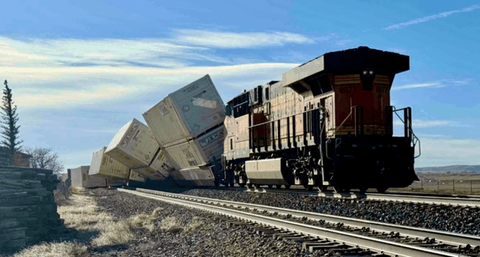 High-Winds Derail Freight Train In Wyoming