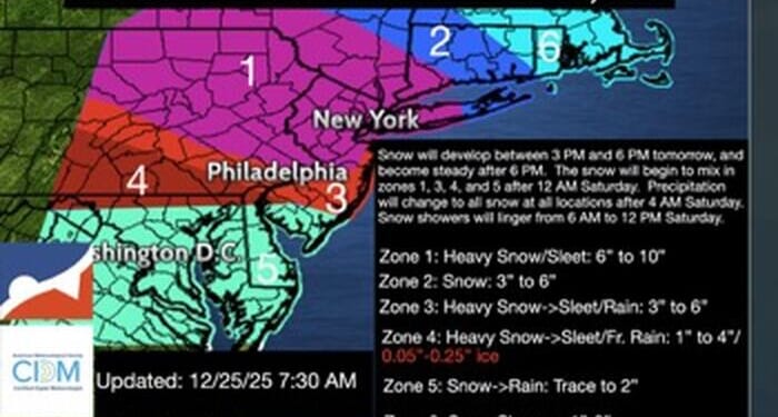 US Northeast Set For Post-Christmas Winter Storm