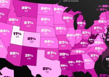 West Virginia Has The Highest Share Of Income-less Households