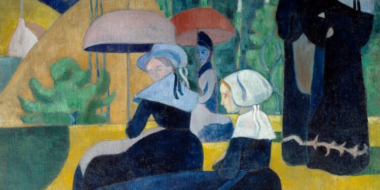 Breton women with umbrellas by Emile Bernard