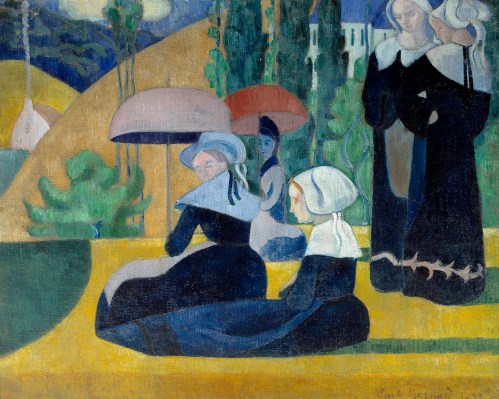 Breton women with umbrellas by Emile Bernard