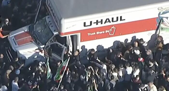 Watch: Chaos Erupts As U-Haul Driven Into LA Protest Against Iran Regime