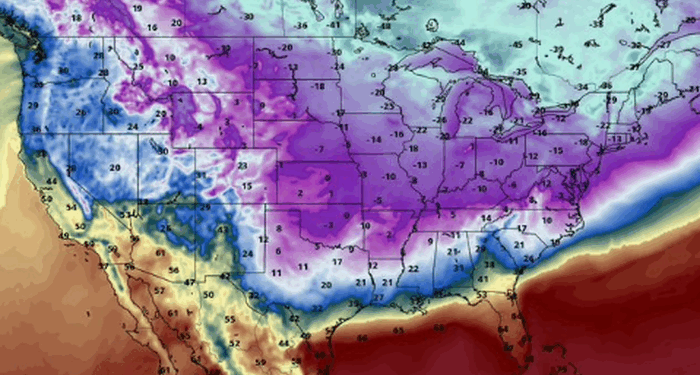 NatGas Futs Erupt As Arctic Air Invasion Penetrates Deep Into US South