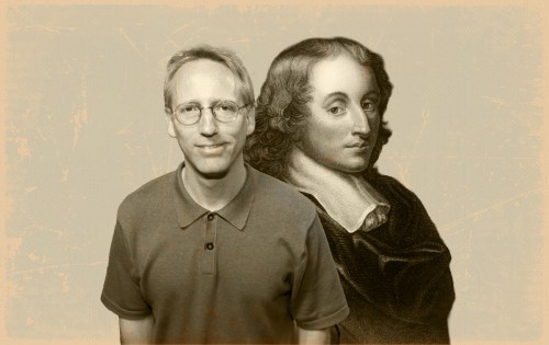 Scott Adams and Blaise Pascal. (Illustration by Noah Hickey/The Dispatch. Photos via Getty Images)