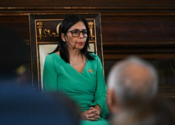 Venezuela’s vice-President Delcy Rodriguez attends a session of the National Assembly to swear in as Venezuela’s interim President in Caracas on January 5, 2026. (Photo by Federico PARRA / AFP via Getty Images)