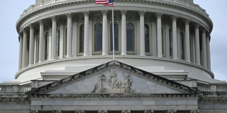 The Capitol is seen a day before the State of the Union address in Washington, D.C. on February 23, 2026. (Photo by Brendan SMIALOWSKI / AFP via Getty Images)
