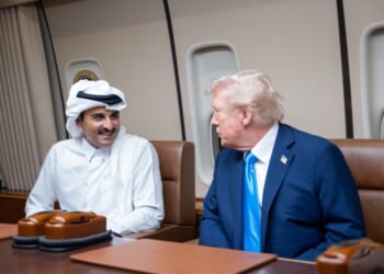 US President Trump meets Emir of Qatar Al Thani in Doha