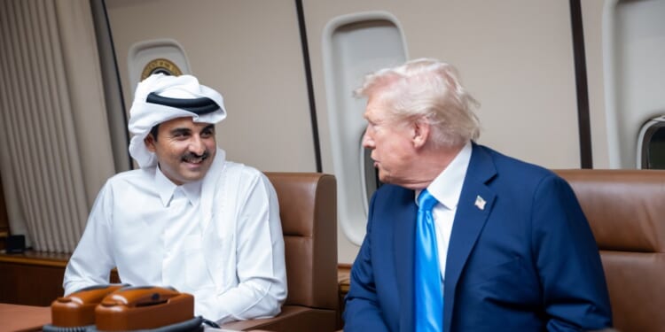US President Trump meets Emir of Qatar Al Thani in Doha