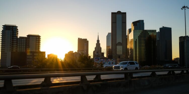 The Dallas Skylkine Is Seen From Interstate 45 In Dallas