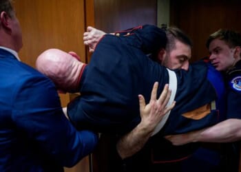 Watch: Marine Veteran Protesting Iran War Suffers Broken Arm In Scuffle With GOP Senator