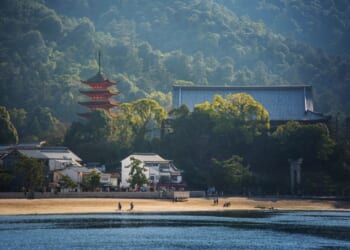Red Torii at Miyajima Island,Hiroshima,Japan.