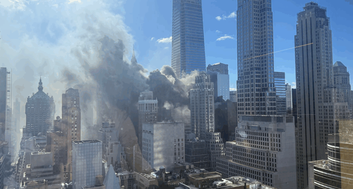 Fire Erupts Atop Manhattan Skyscraper