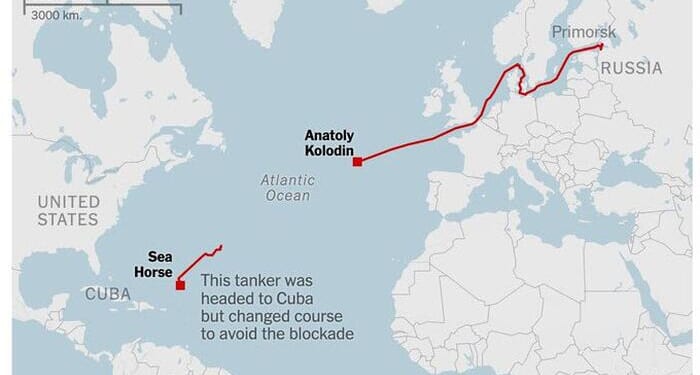 Tanker Carrying Fuel Bound For Cuba Diverts, While Another Russian Tanker Is Set To Challenge US Blockade