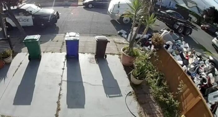 Unpaid Trash Company Empties Dumpster Rental Load On Customer's Front Lawn